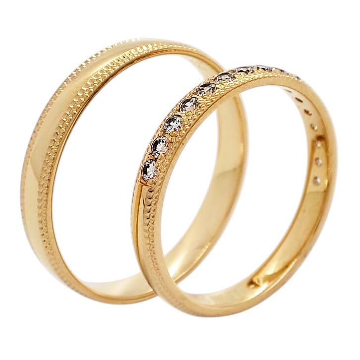 Snubní prsteny gravírované s kameny 202633